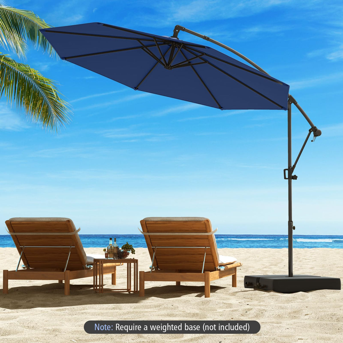 10 FT Navy Offset Cantilever Umbrella T73358