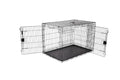 Portable Metal Wire Dog Crate, Double Door with Removable Tray, Black A97977