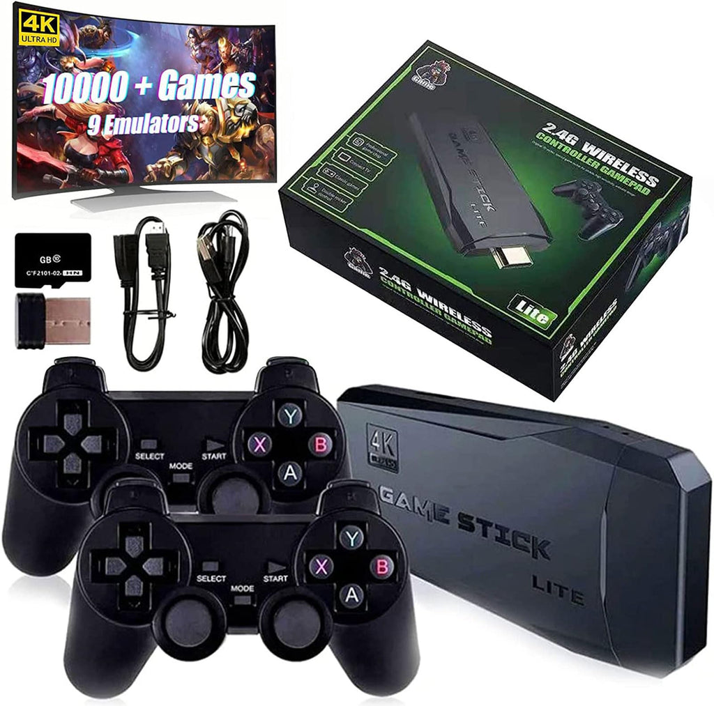 Black Wireless Retro Game Console with 2.4G Controllers J9118