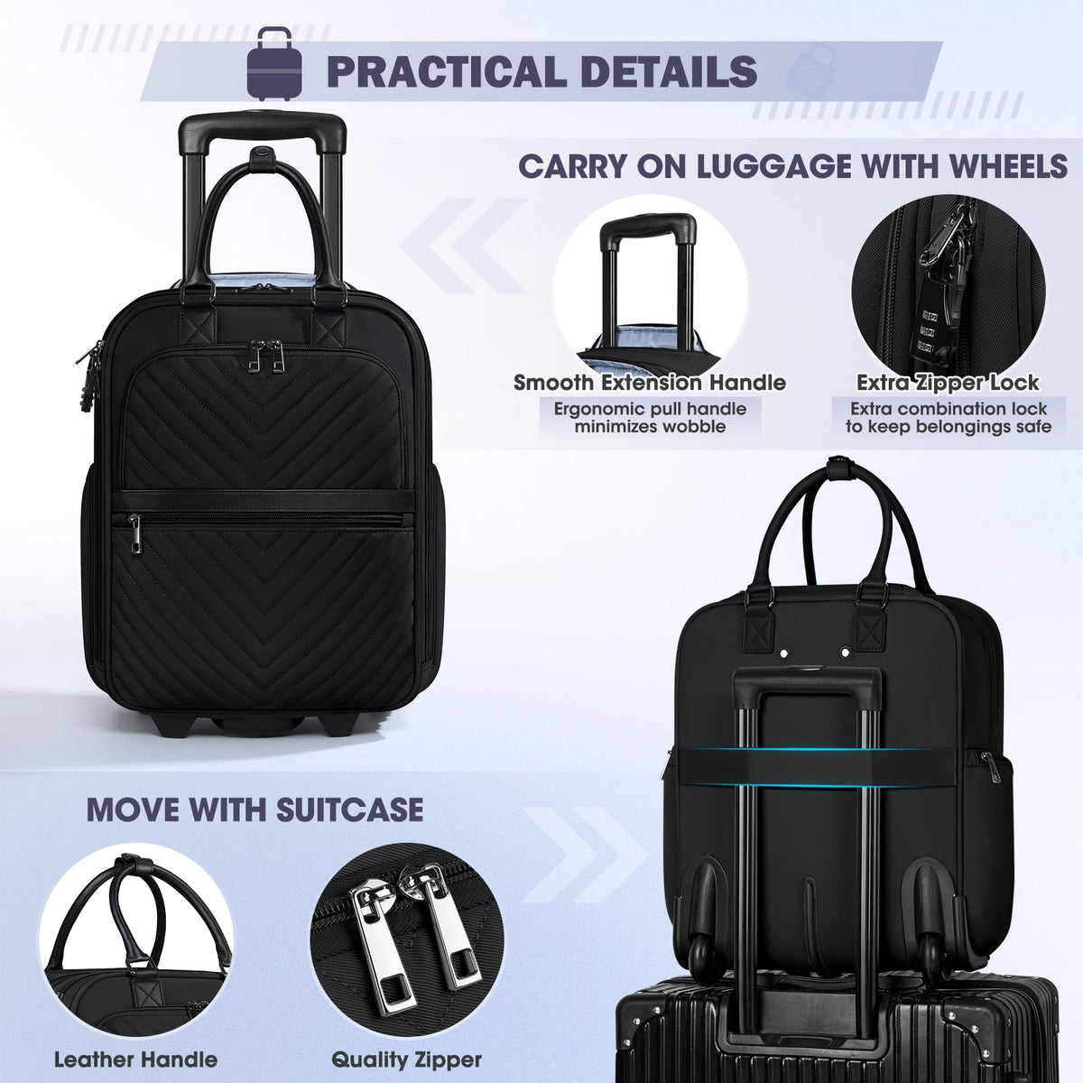 16-inch Lightweight Softside Underseat Carry On Luggage with Wheels Black N40704