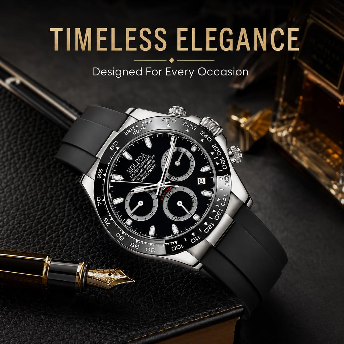 Men's Analog Quartz Chronograph Waterproof Silicone Strap Watch A923