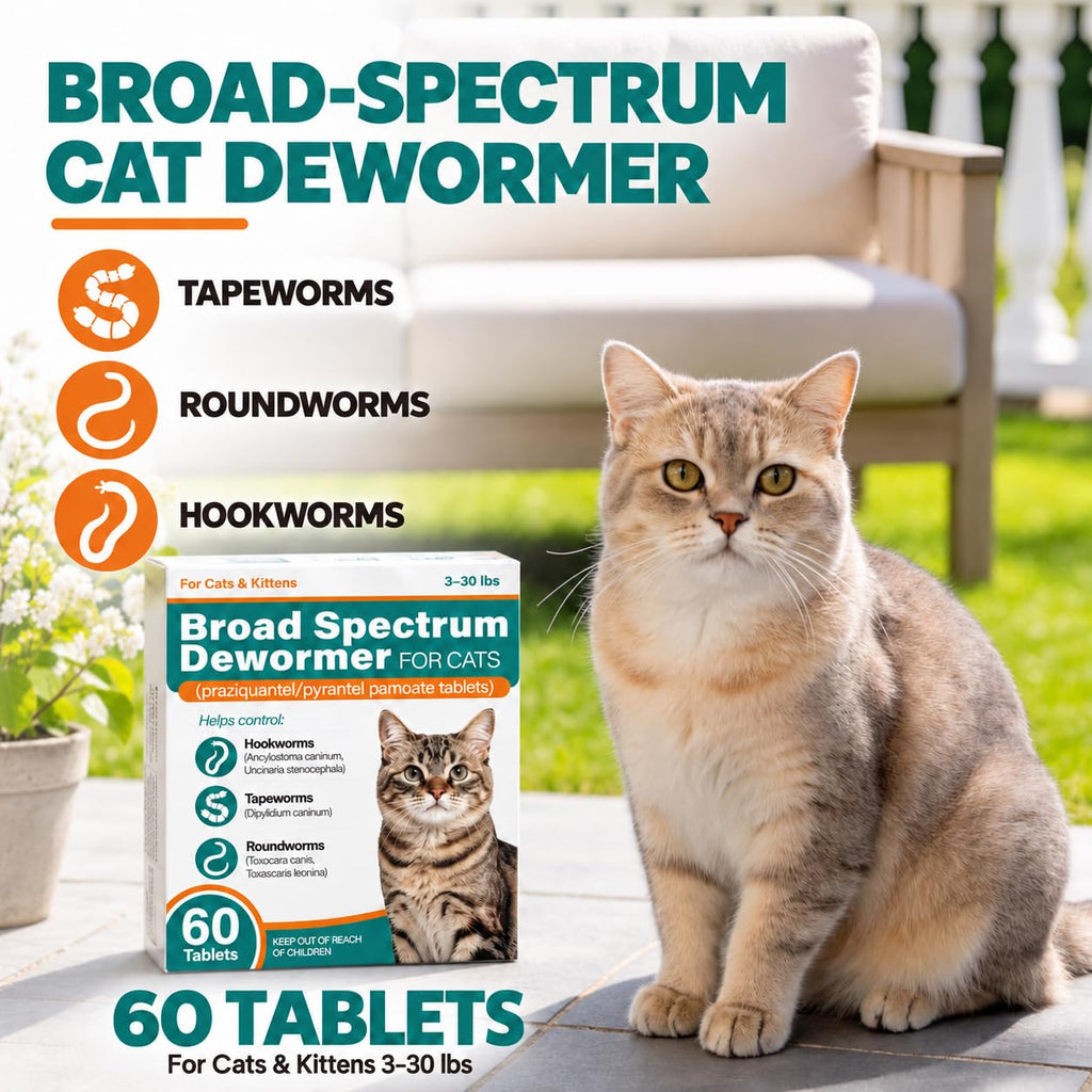 Broad Spectrum Cat Dewormer Tablets 60 Count G760