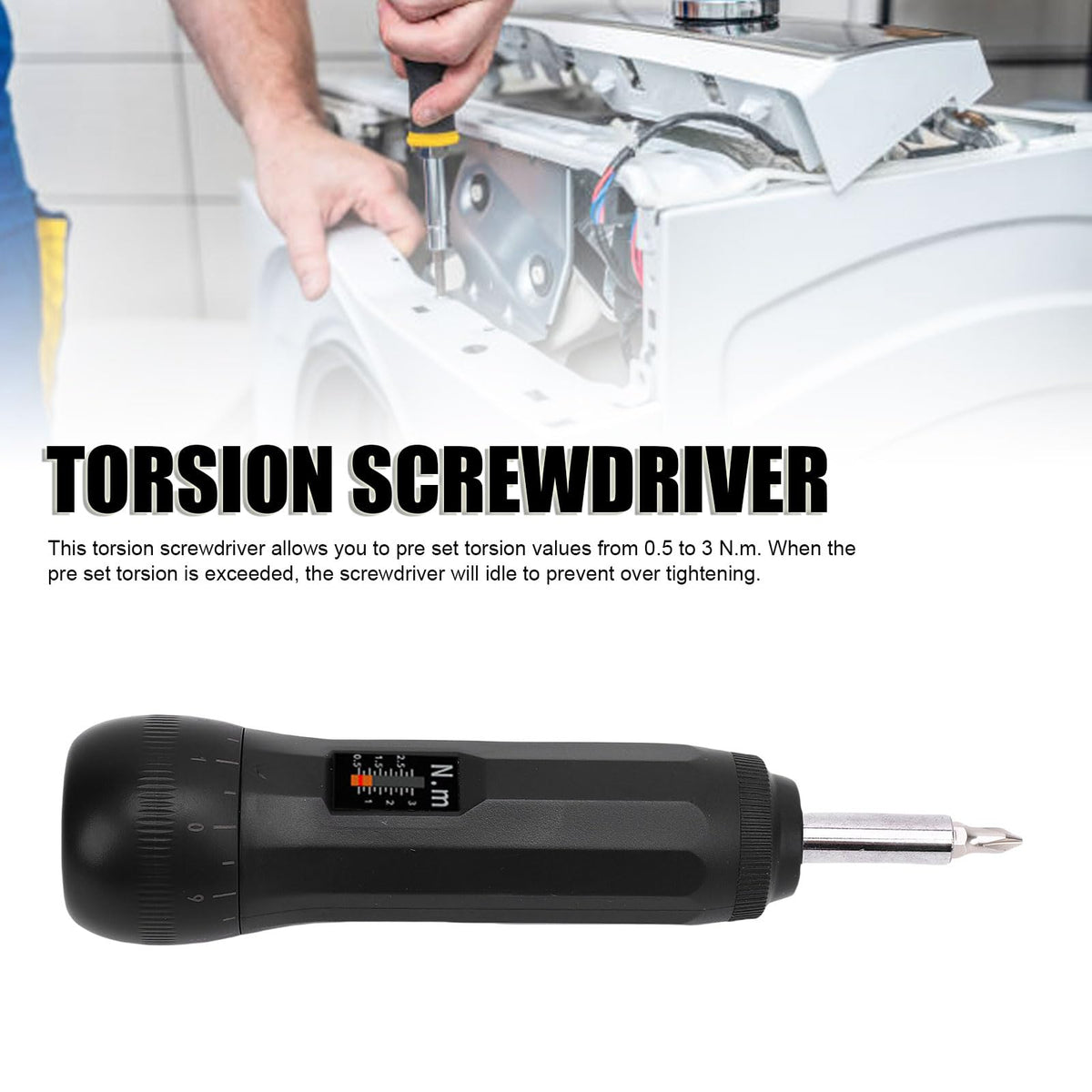 Torque Screwdriver Set 0.5-3N.m 1/4 Inch Drive with S2 Bits V7557