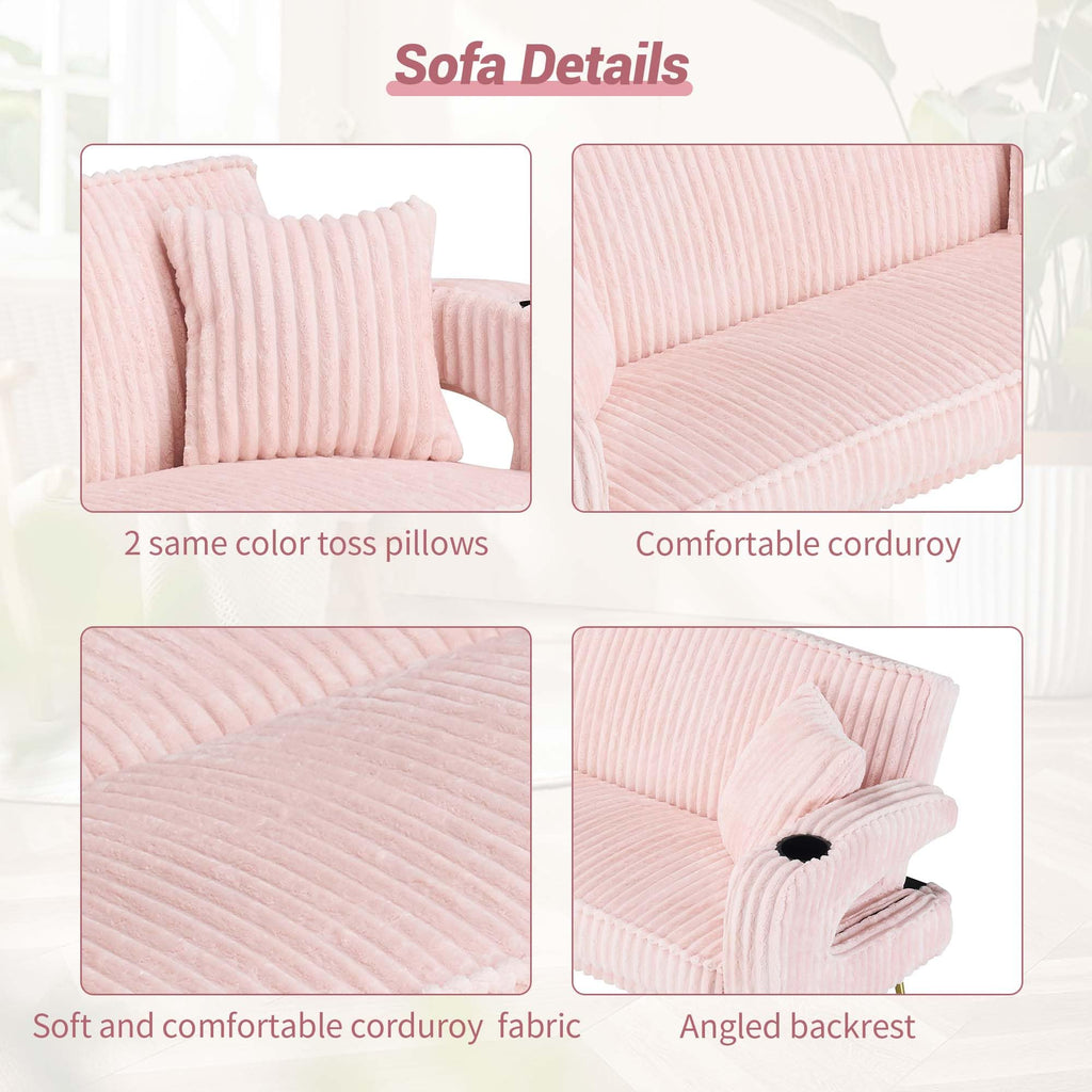 Pink Teddy Fabric Convertible Futon Sofa Bed K258431