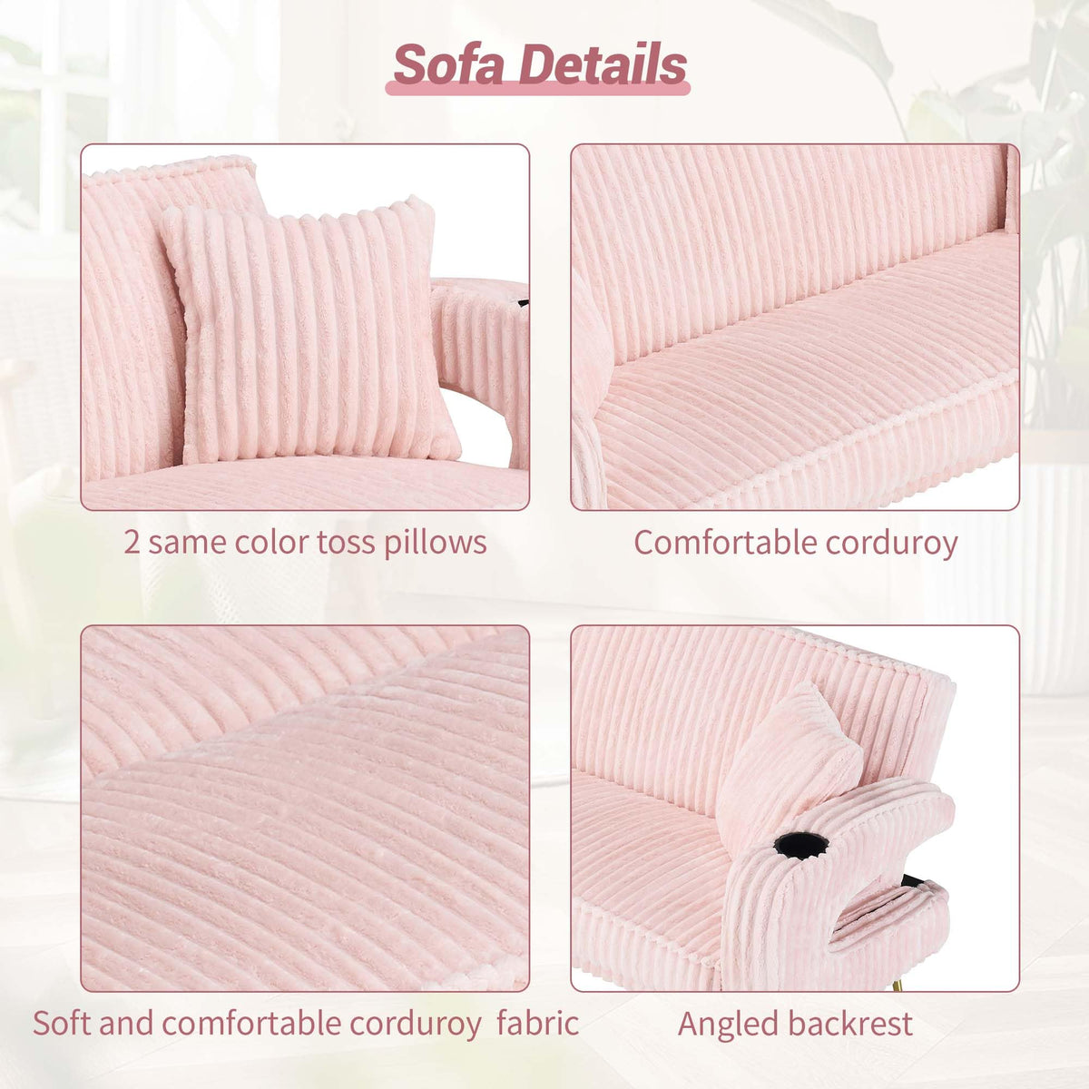 Pink Teddy Fabric Convertible Futon Sofa Bed K258431