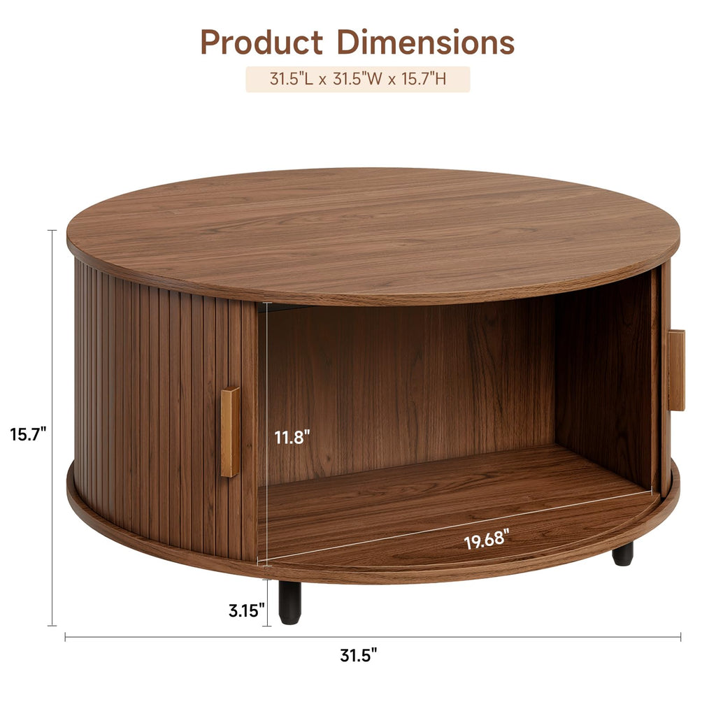 31.5" Round Coffee Table with Storage Q1145