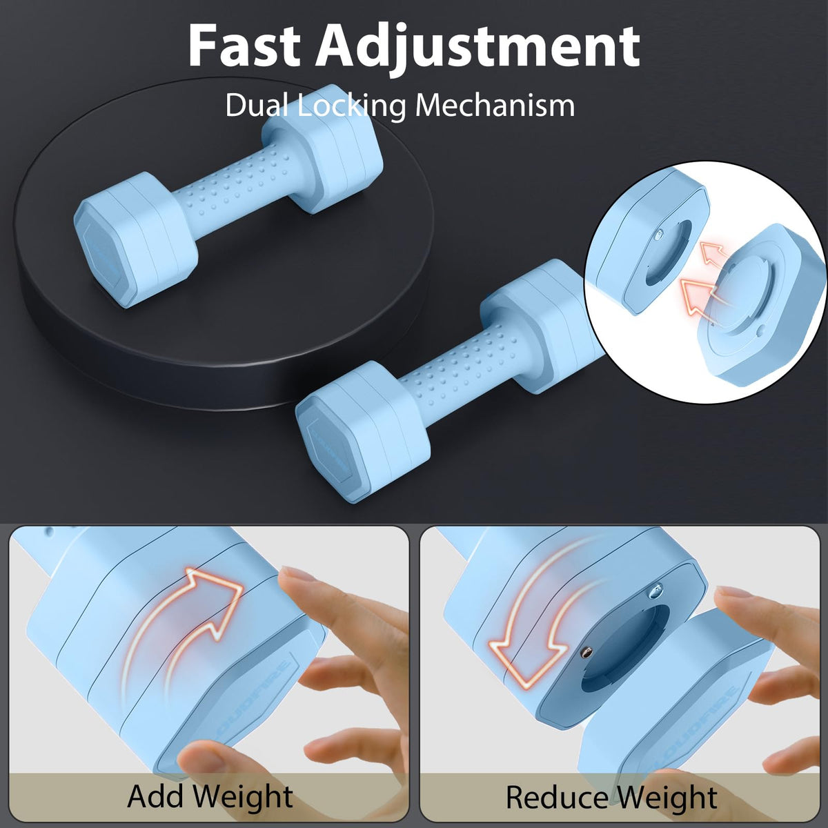 Adjustable 4 in 1 Dumbbell Set of 2, 5 lb V283077