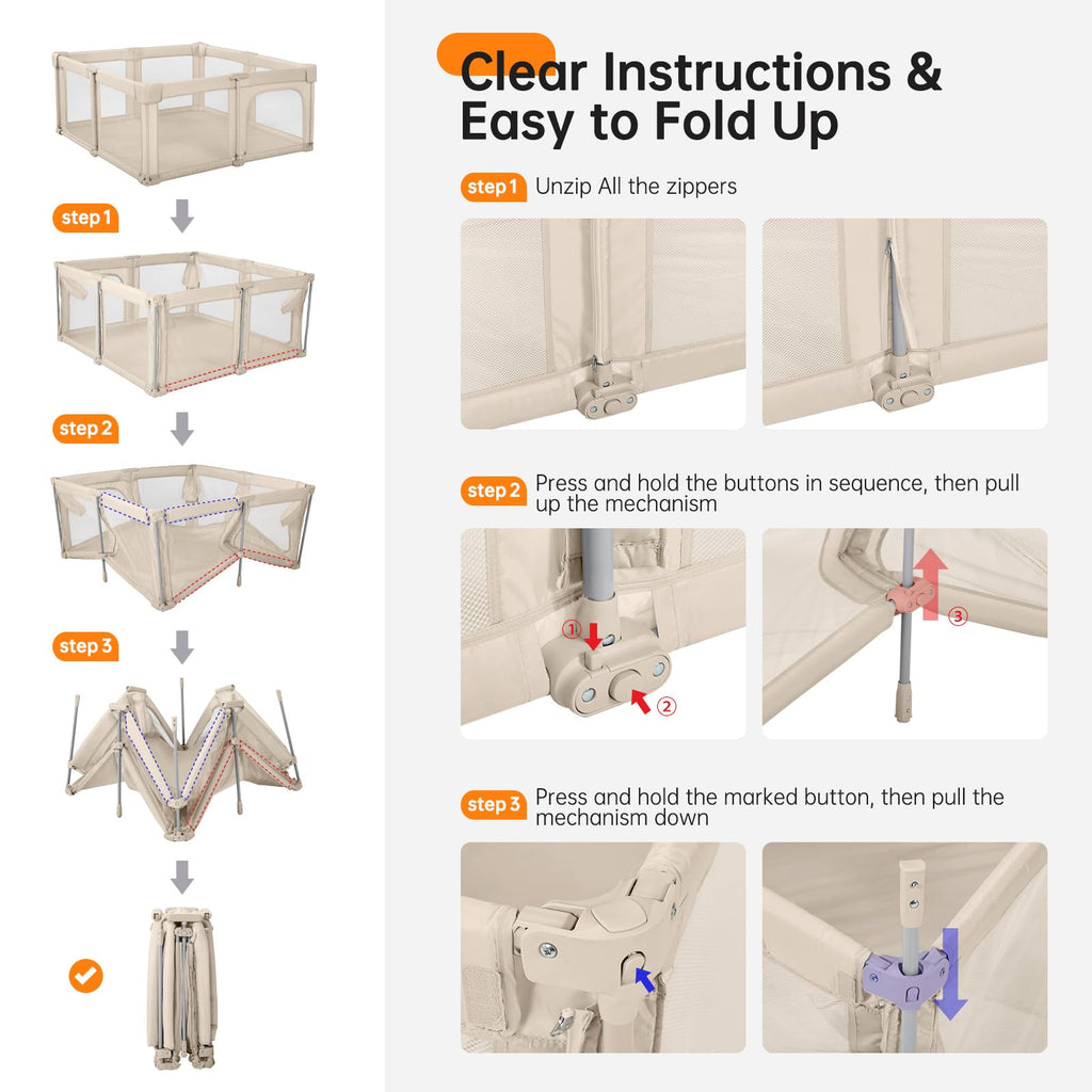 Foldable Baby Playpen with Gate Q382
