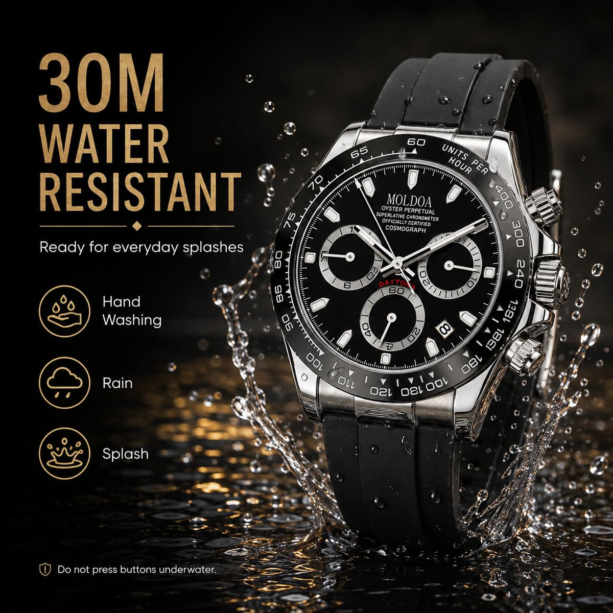 Men's Analog Quartz Chronograph Waterproof Silicone Strap Watch A923