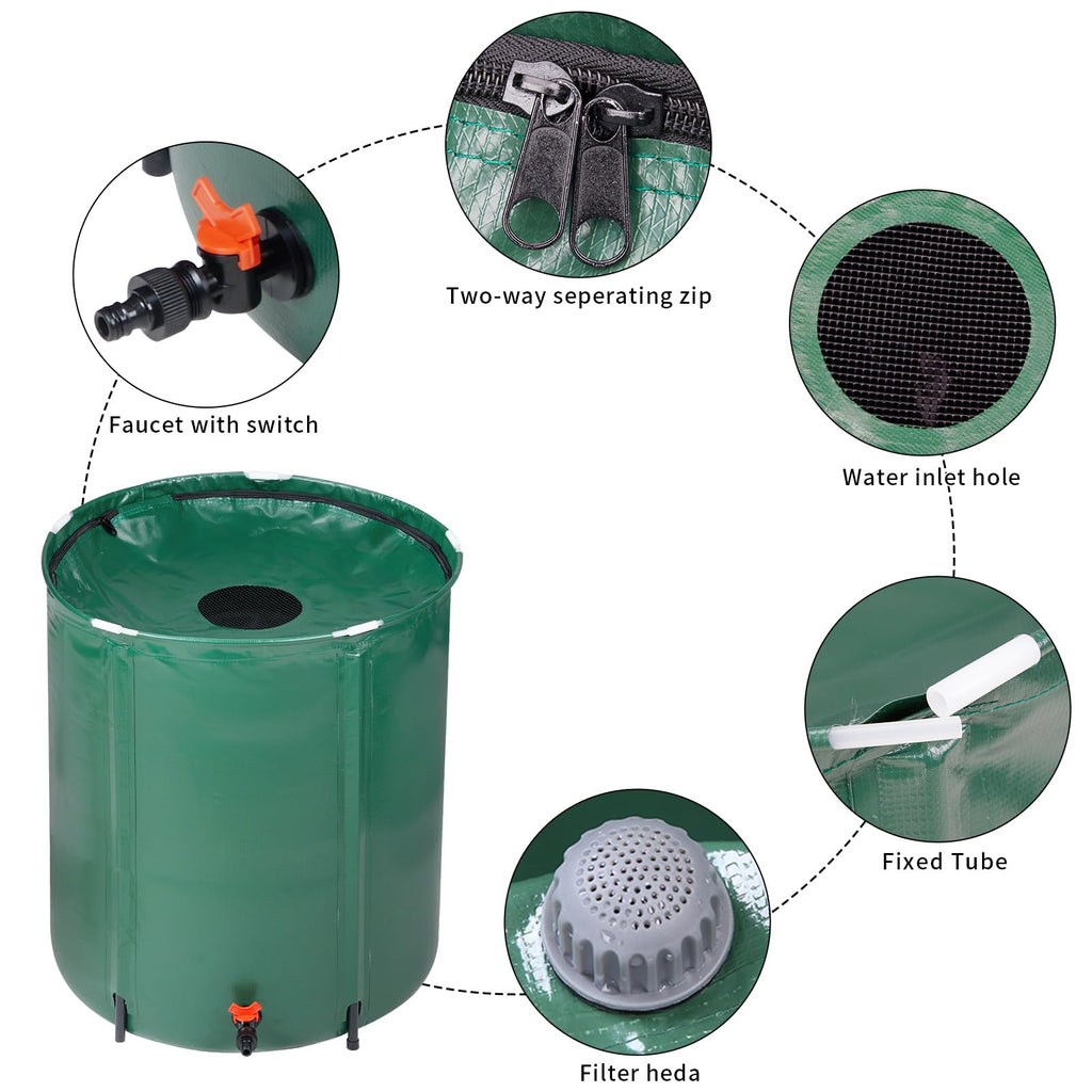50 Gallon Portable Folding Rain Barrel with Spigots N78852
