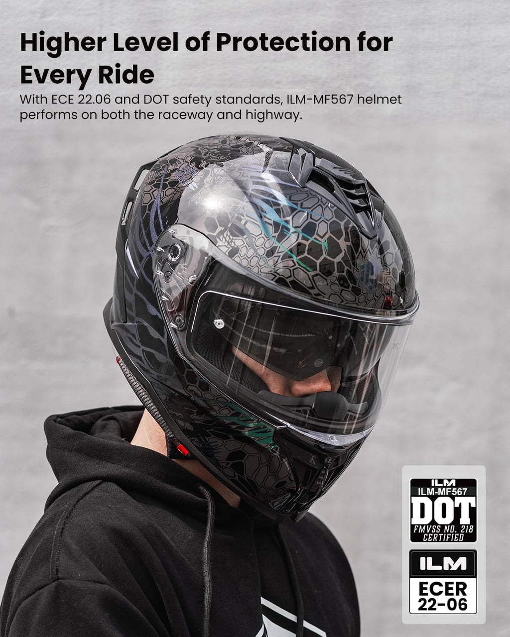 Motorcycle Helmet DOT ECE Dual Visor Full Face J627