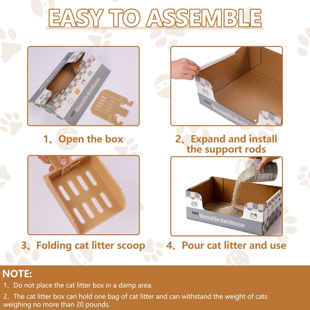 3-Pack Disposable Cat Litter Box with Scoop D2537