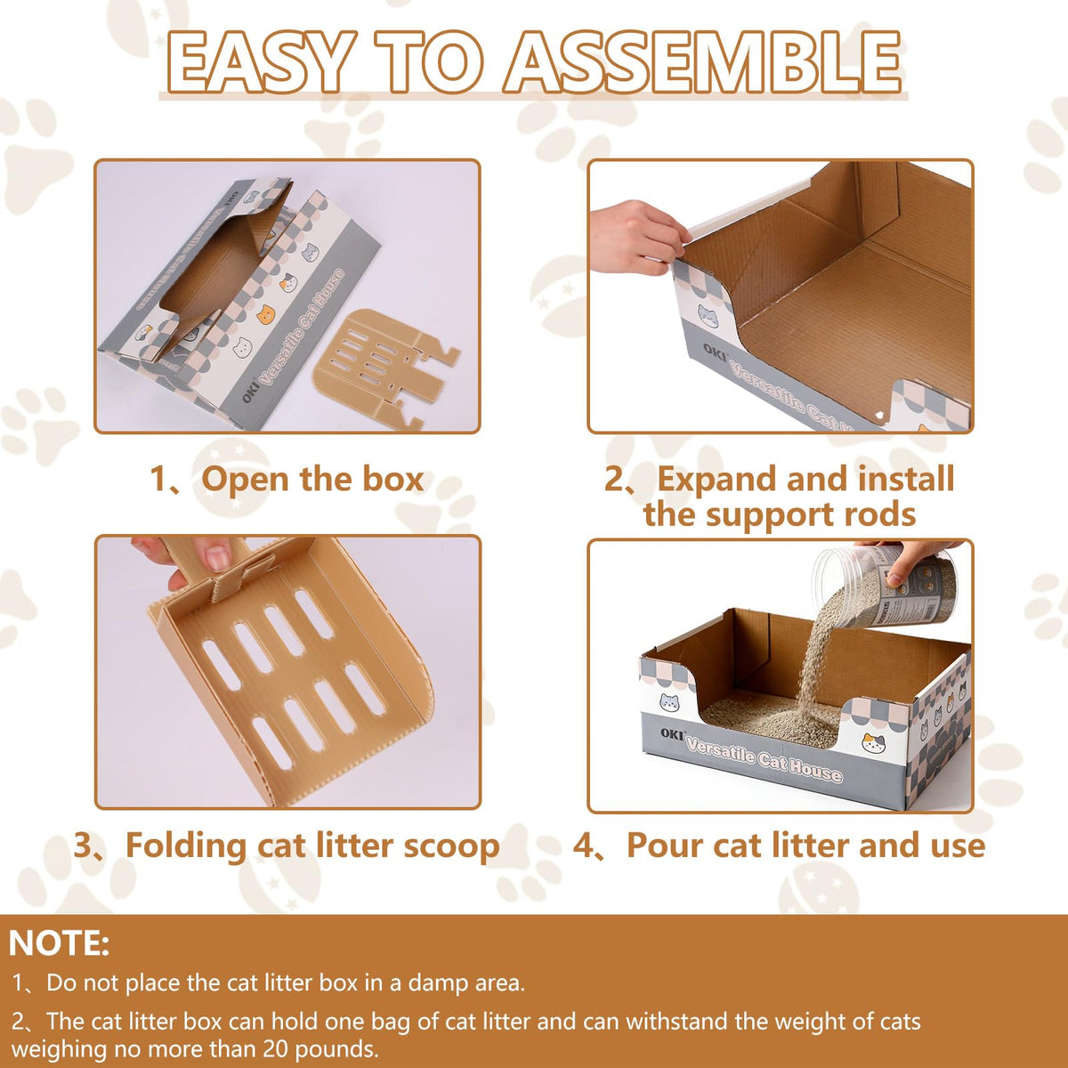3-Pack Disposable Cat Litter Box with Scoop D2537