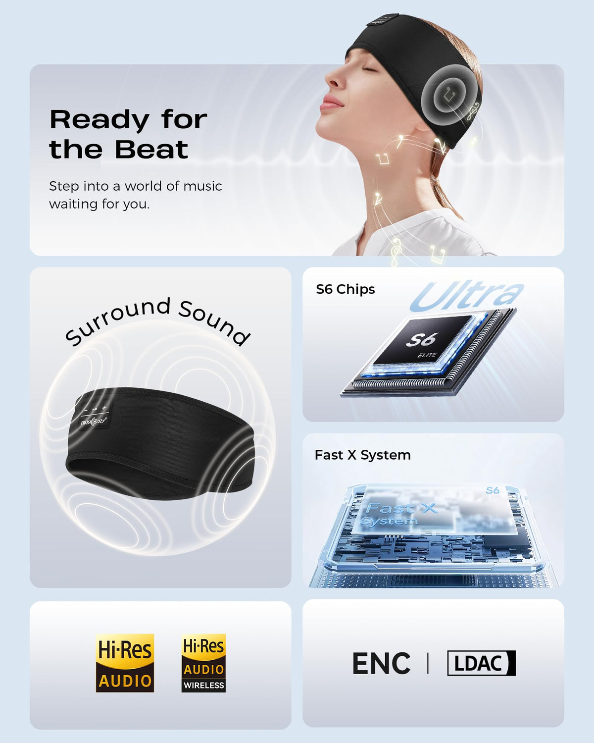 Soft Bluetooth Sleep Headband Headphones A9868
