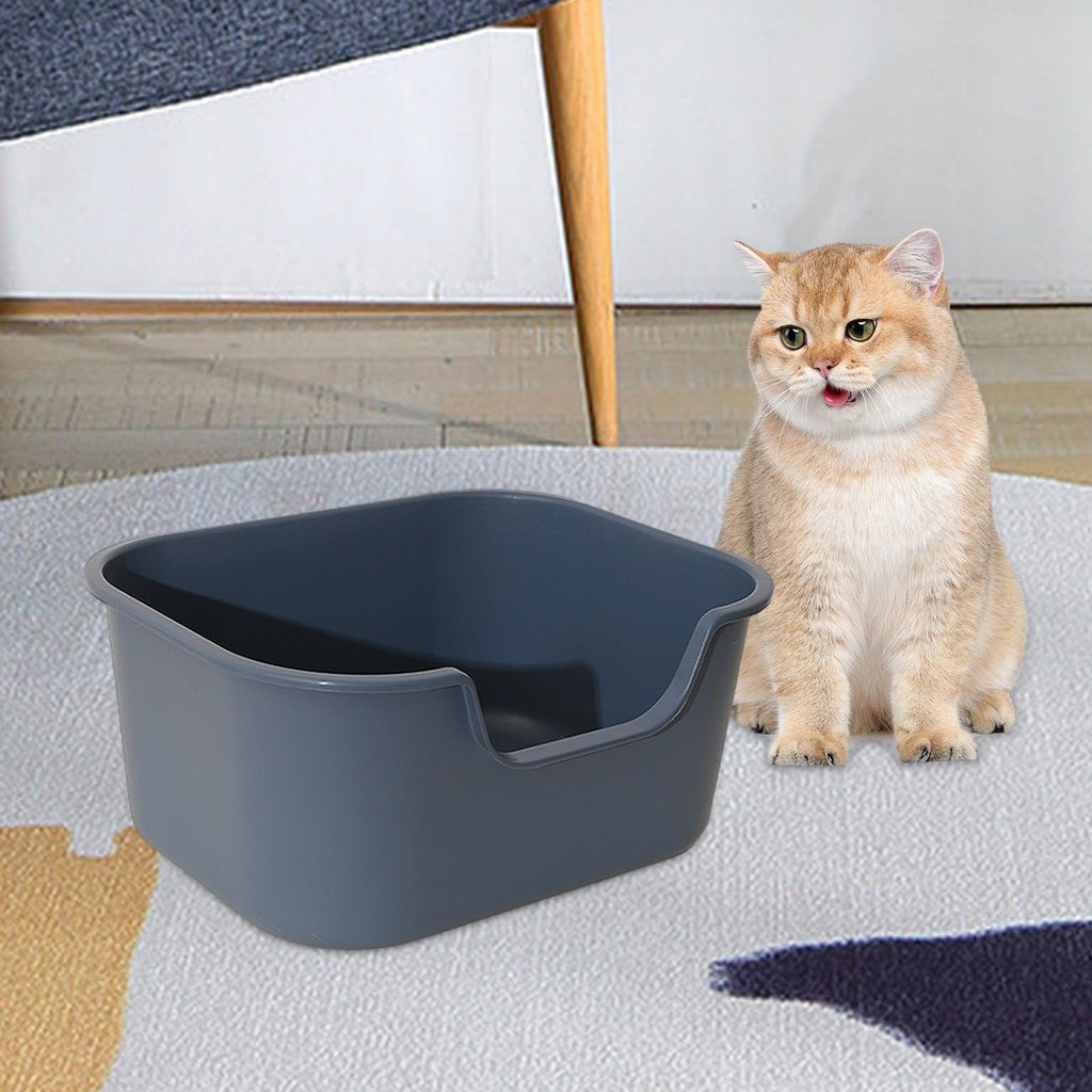 Open Top Cat Litter Tray with High Sides, Gray Q5621