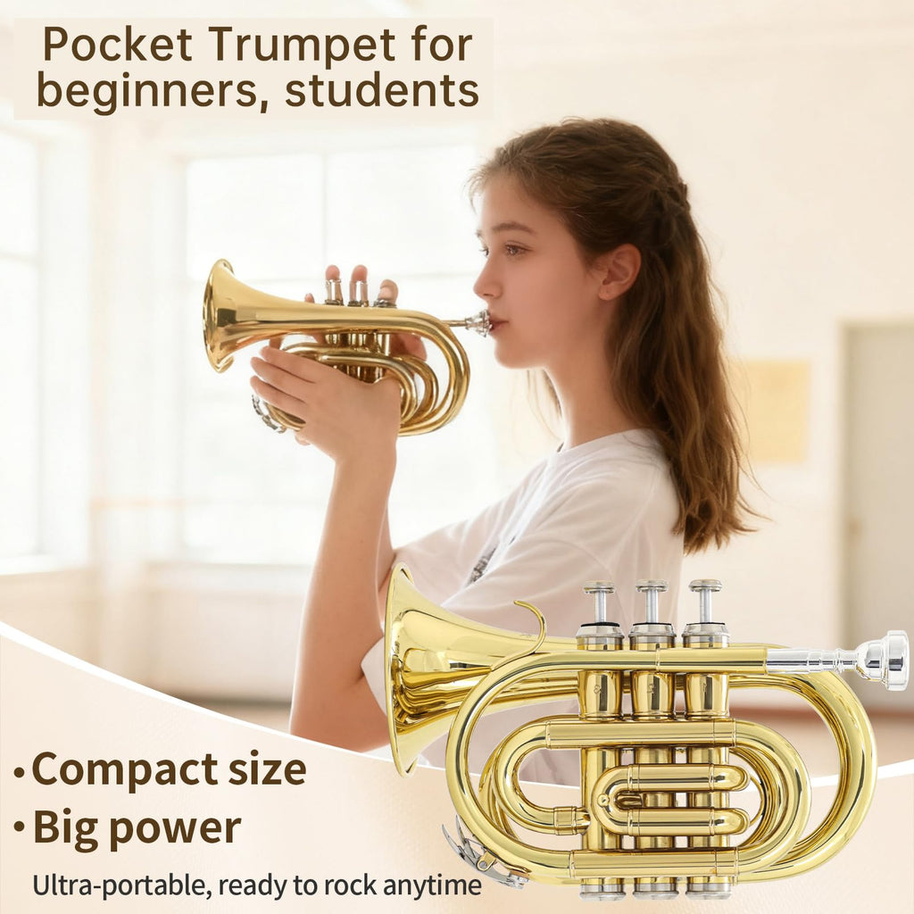 Bb Pocket Trumpet with Case, 7C Mouthpiece and Cleaning Kit K4301