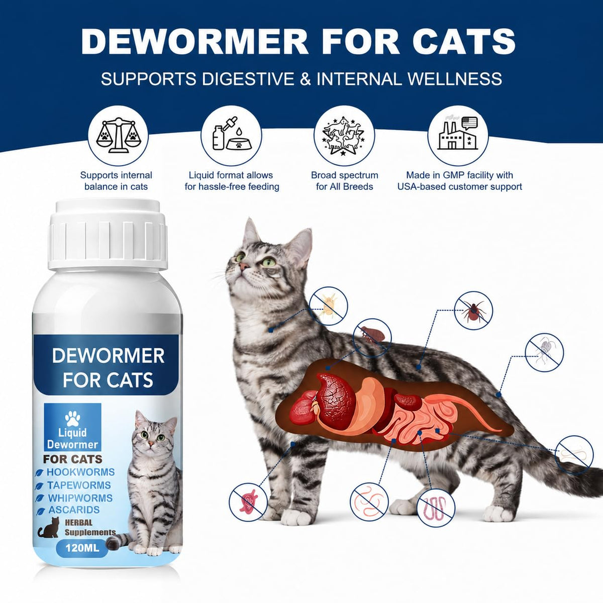 Broad Spectrum Cat Dewormer Liquid 4 oz E28207