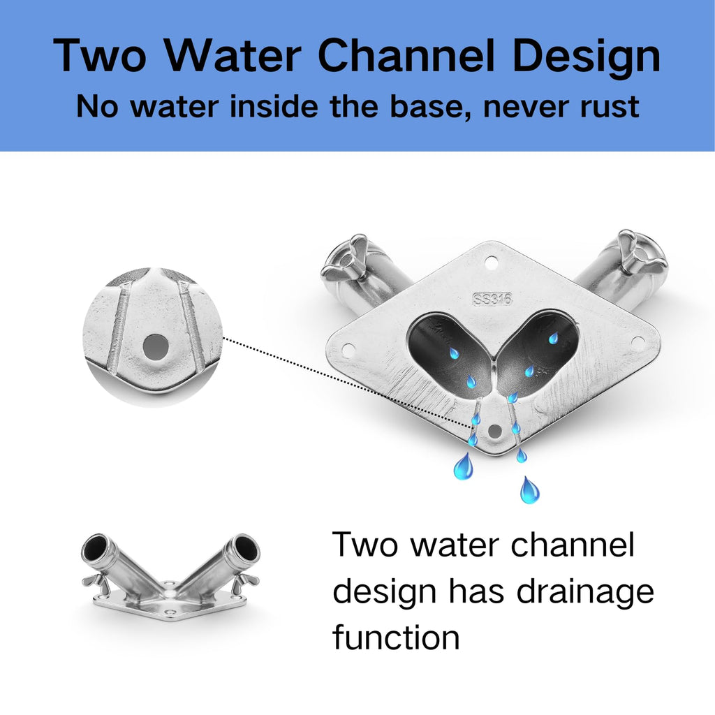 Double Flag Pole Holder 316 Stainless Steel Heavy Duty R896301