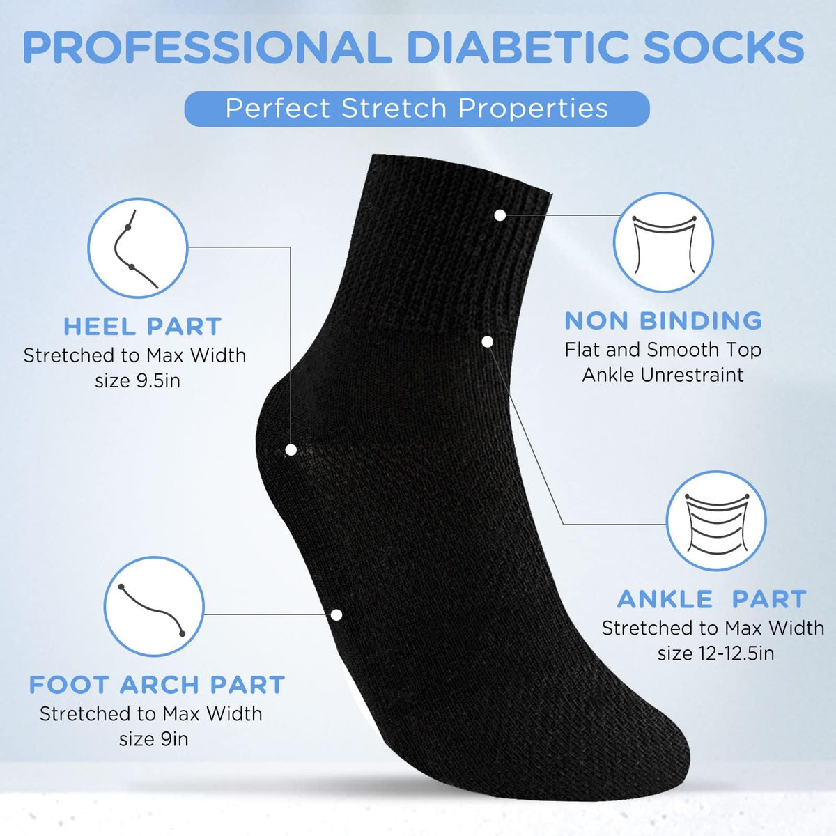Bamboo Viscose Non Binding Ankle Socks 6 Pairs C5226