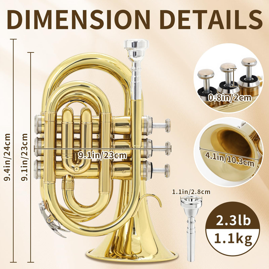 Bb Pocket Trumpet with Case, 7C Mouthpiece and Cleaning Kit K4301