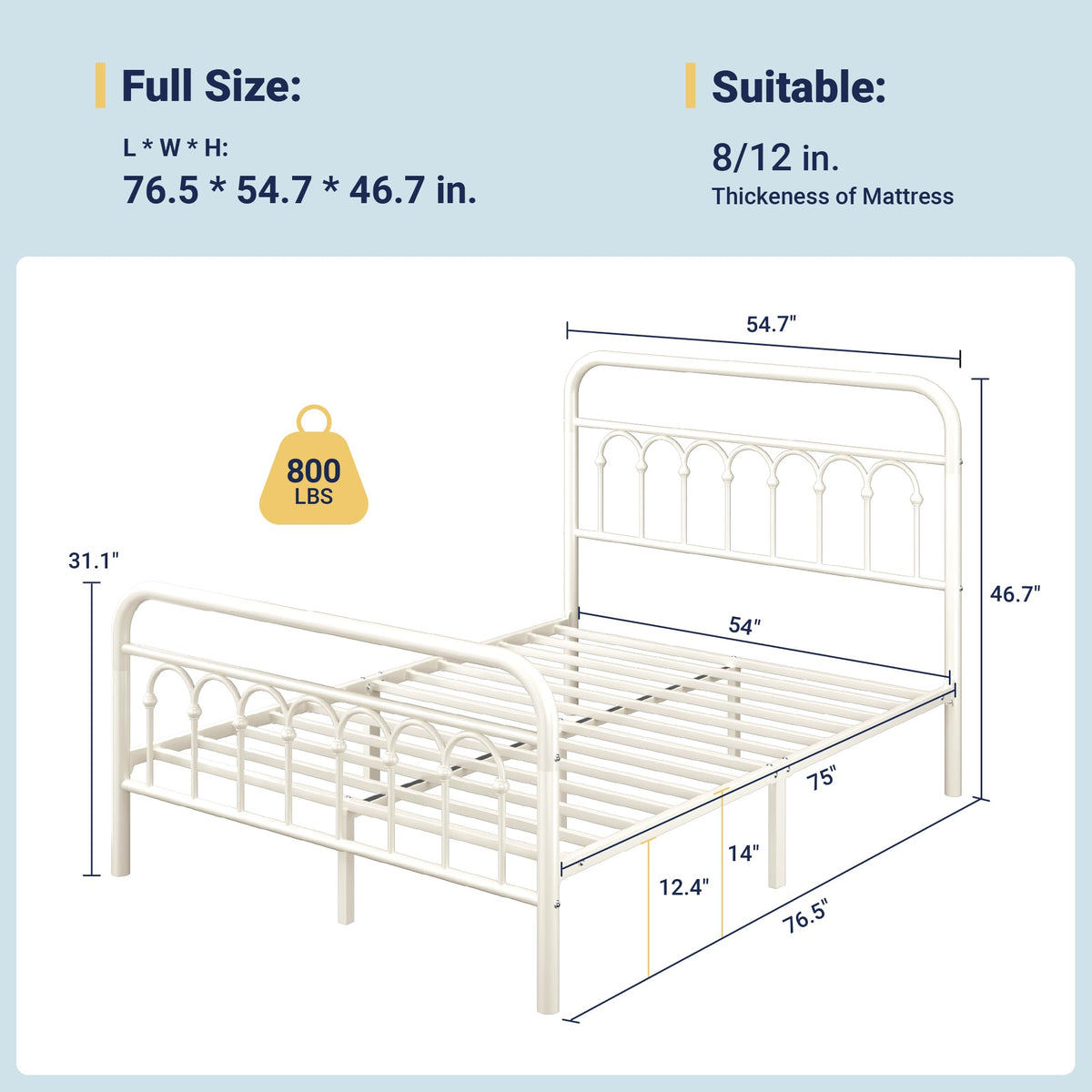 Full Size Metal Platform Bed Frame with Headboard Z8989