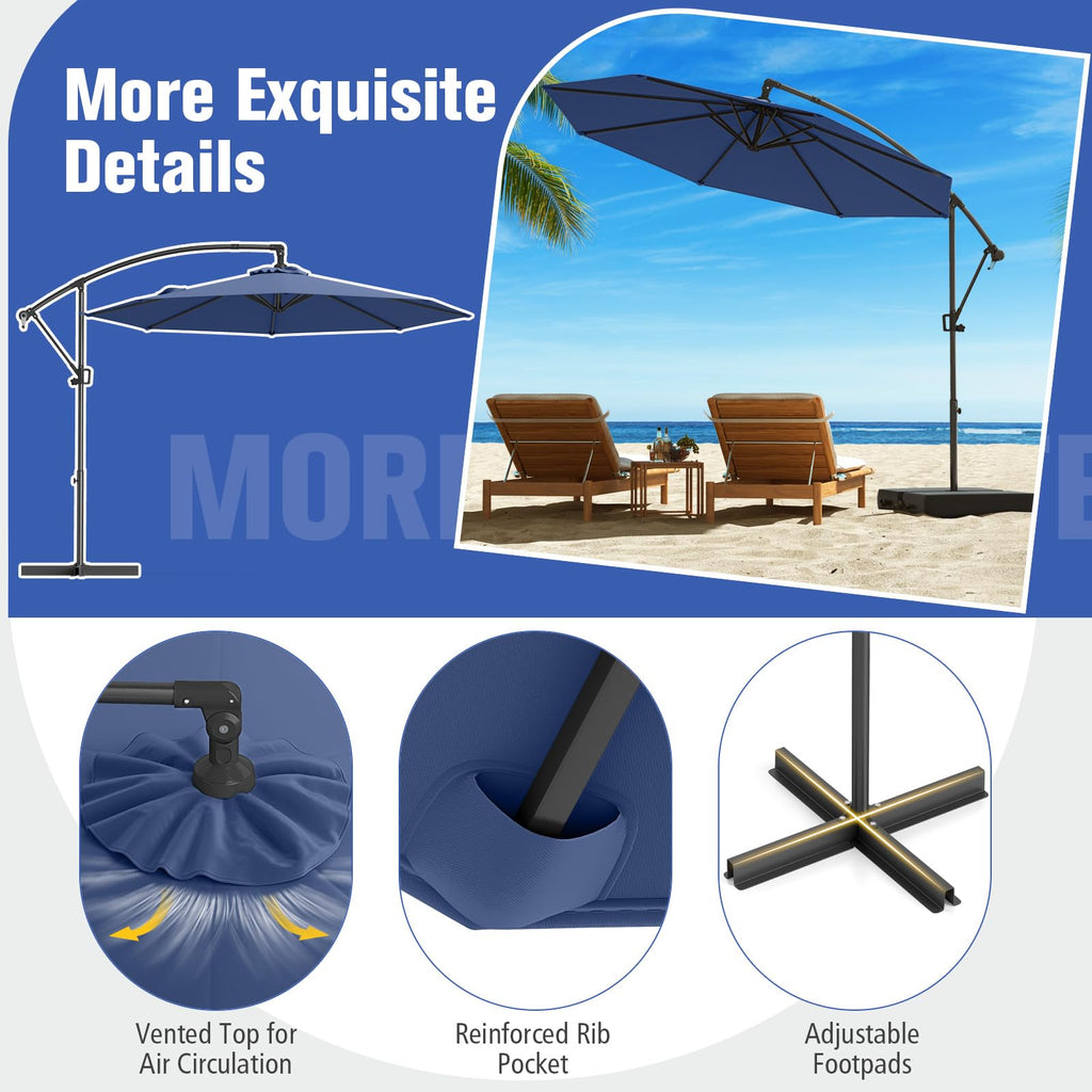 10 FT Navy Offset Cantilever Umbrella T73358