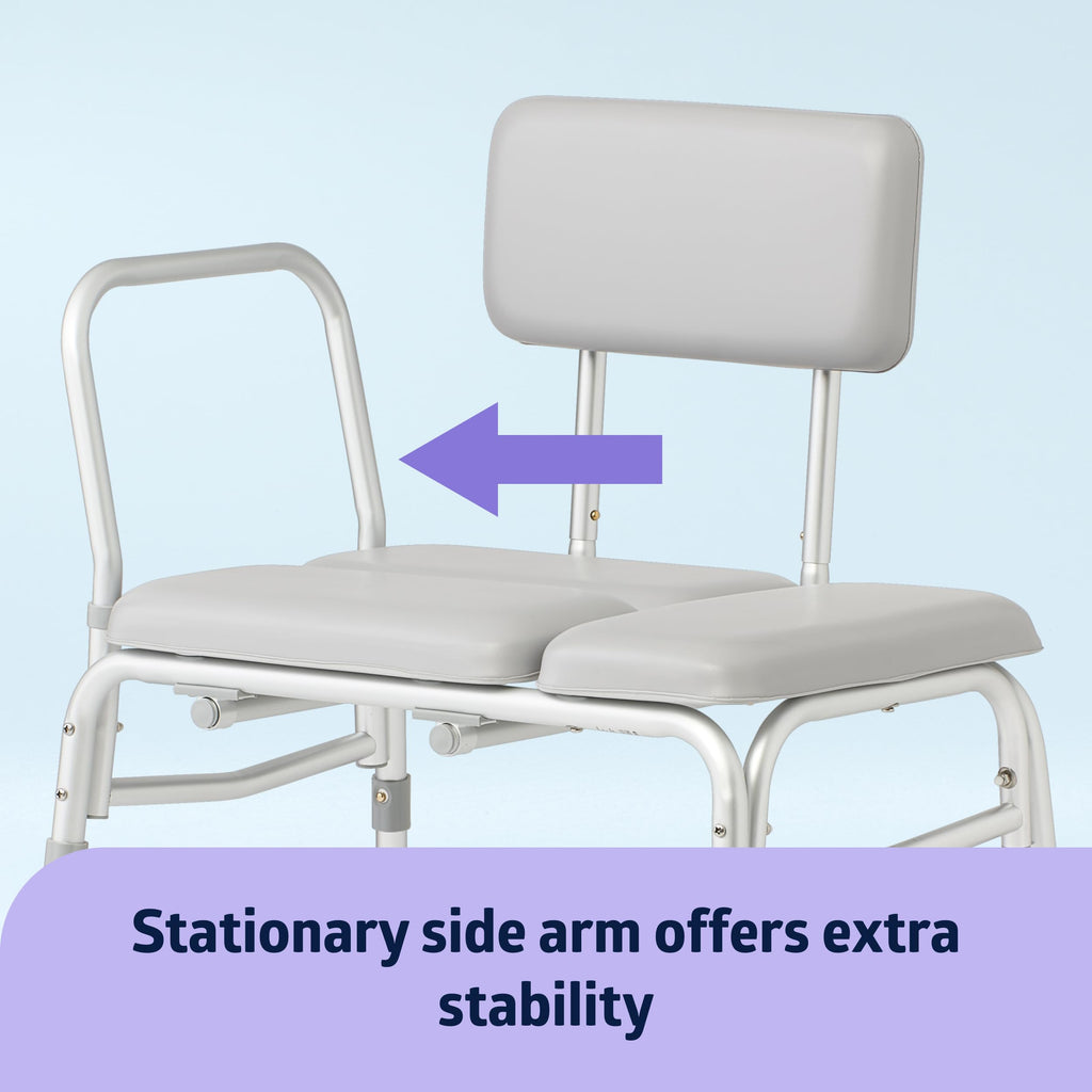 Padded Transfer Bench for Bathtub and Shower, Height Adjustable, 400 lb. Weight Capacity J7838