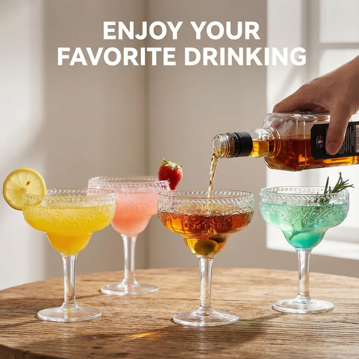 6 Pack 16oz Clear Acrylic Margarita Glasses E75549