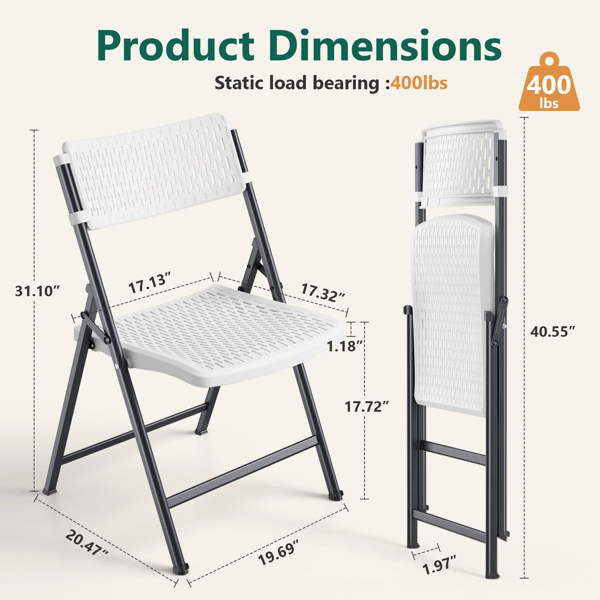 White 4-Pack Folding Chairs with Steel Frame W42989