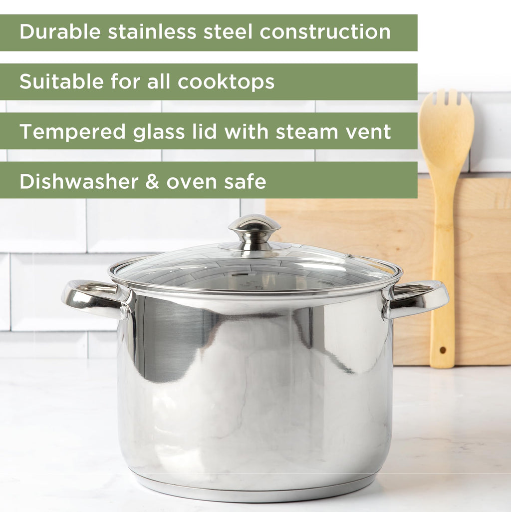 Stainless Steel 8-Quart Stock Pot with Glass Lid B96335