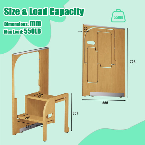 2 Step Foldable Wooden Ladder X2542