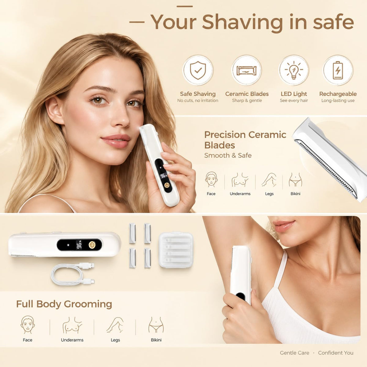 Sonic Dermaplane Razor with 5 Refill Blades B662