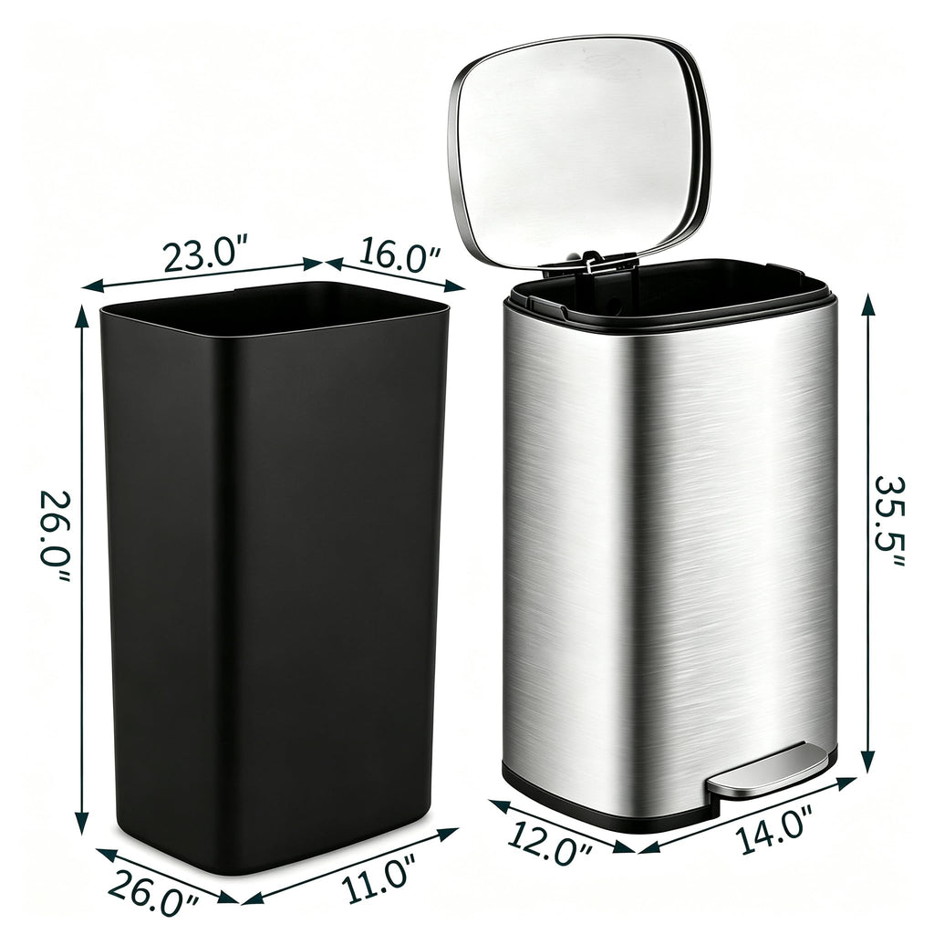 13 Gallon Stainless Steel Step Trash Can B57866
