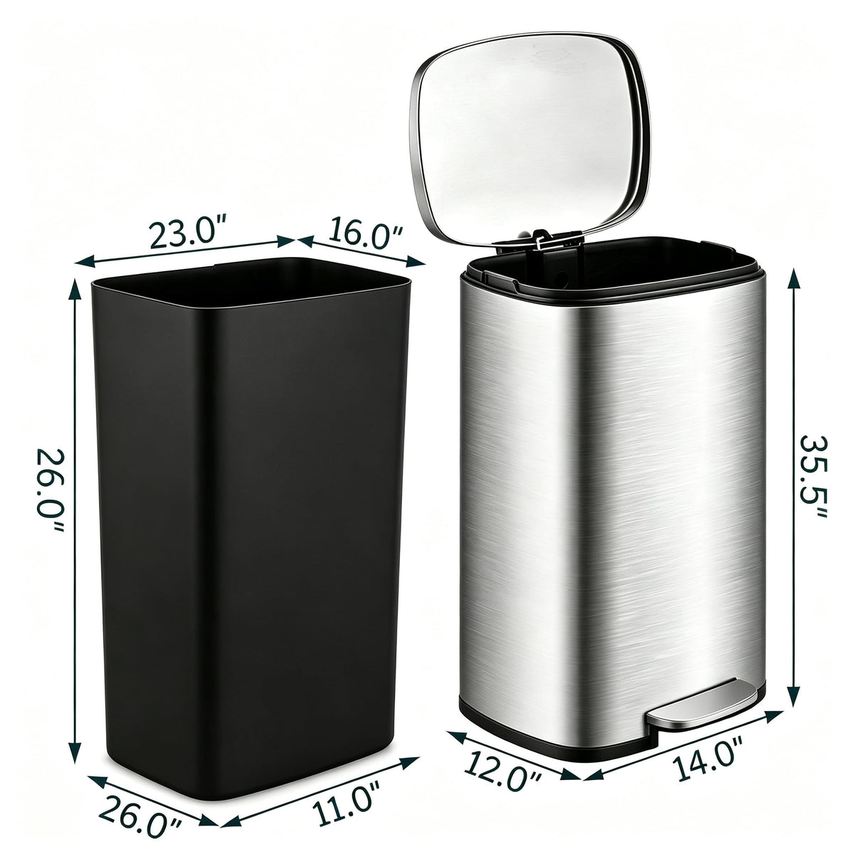 13 Gallon Stainless Steel Step Trash Can B57866