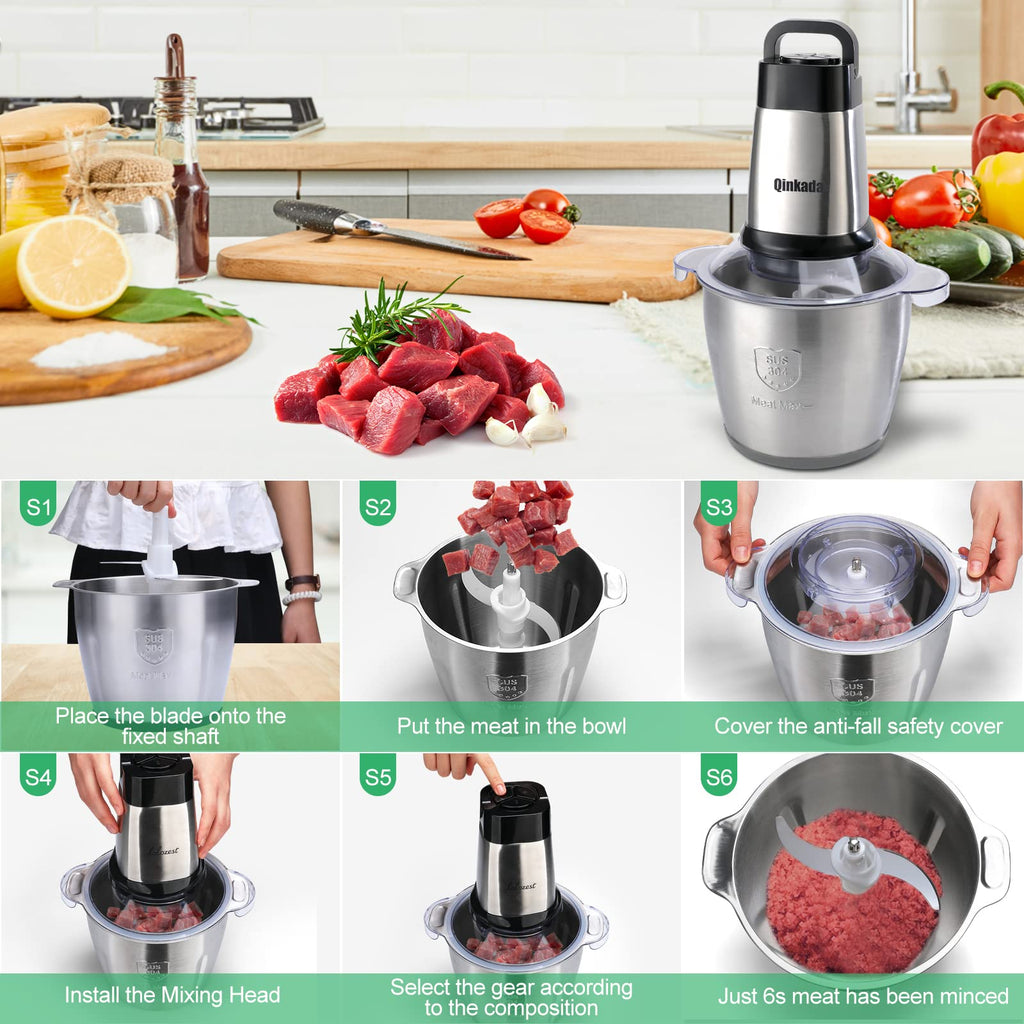 Food Processor 500W Meat Grinder 14Cup Stainless Steel Bowl B440581