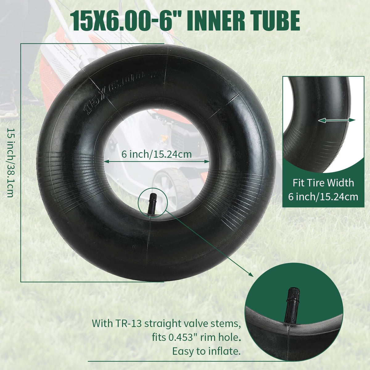 2 Pack 15x6.00-6 Inner Tubes with TR-13 Valve Stem N909