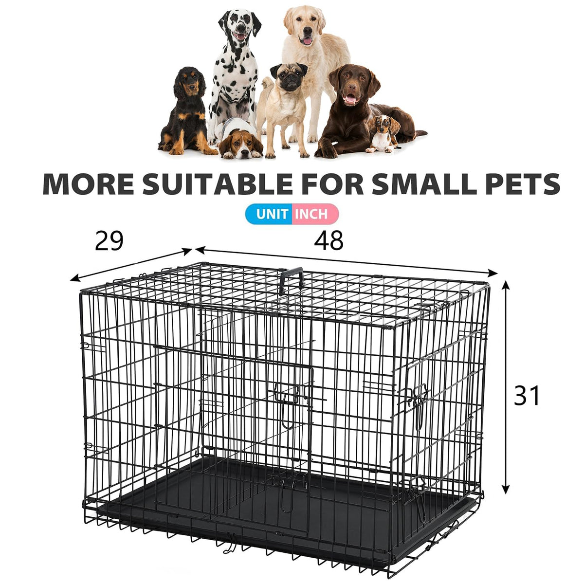 Black Foldable Metal Dog Crate G58696