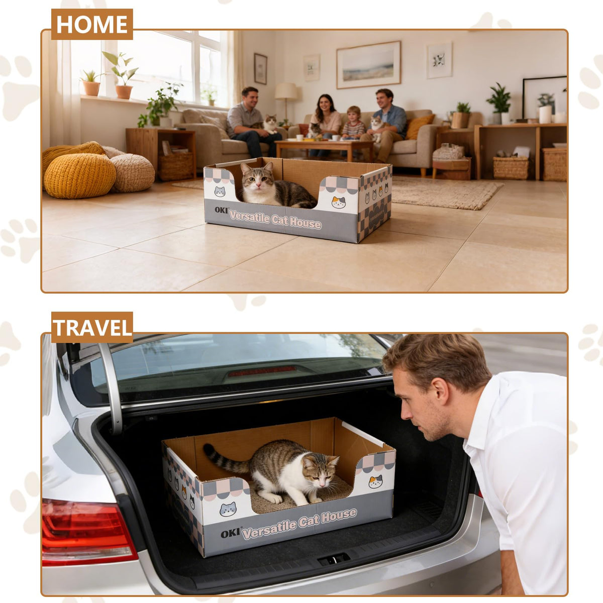 3-Pack Disposable Cat Litter Box with Scoop D2537