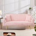 Pink Teddy Fabric Convertible Futon Sofa Bed K258431