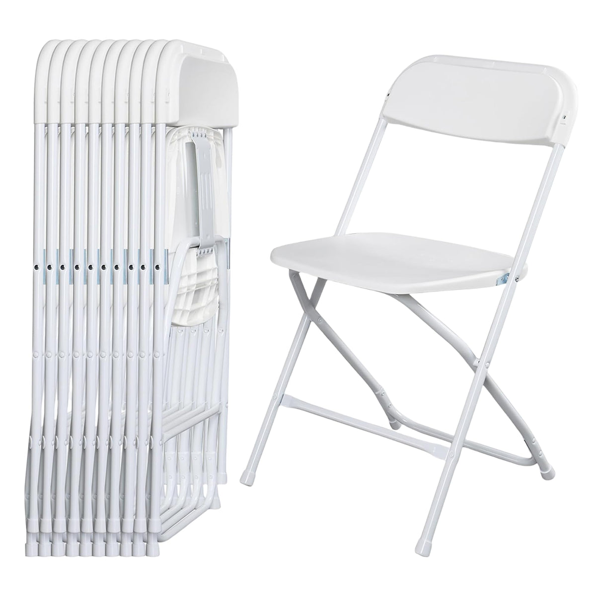White 10 Pack Folding Chairs with Steel Frame J103405