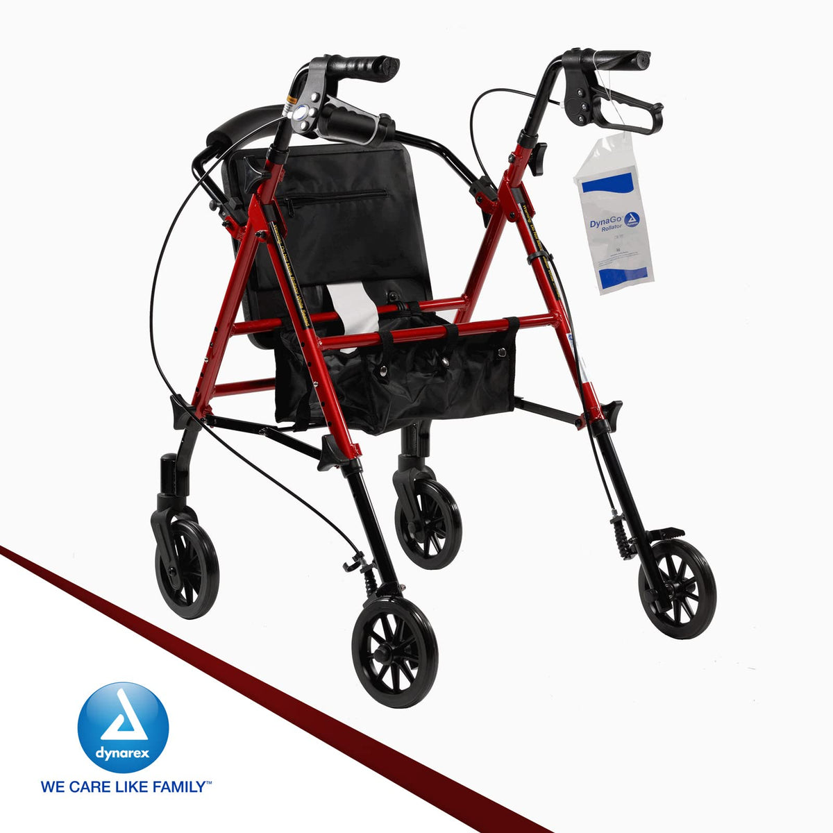 Foldable Aluminum Rollator with Adjustable Seat and Detachable Caster, Red Q65290