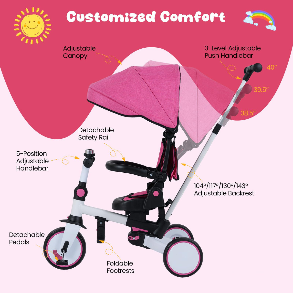 Kids 8-in-1 Folding Tricycle Y959