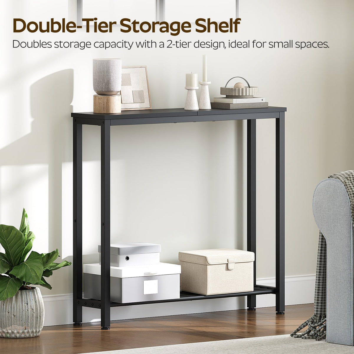 Black 2-Tier Narrow Console Table G67109