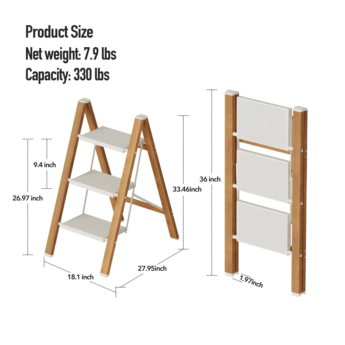 3 Step Aluminum Foldable Step Stool Z576347
