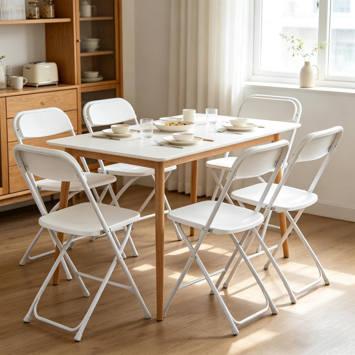 White 10 Pack Folding Chairs with Steel Frame J103405