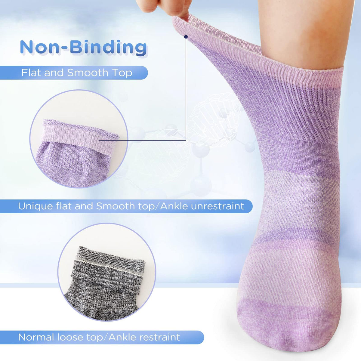 Bamboo Viscose Non Binding Ankle Socks 6 Pairs C5226