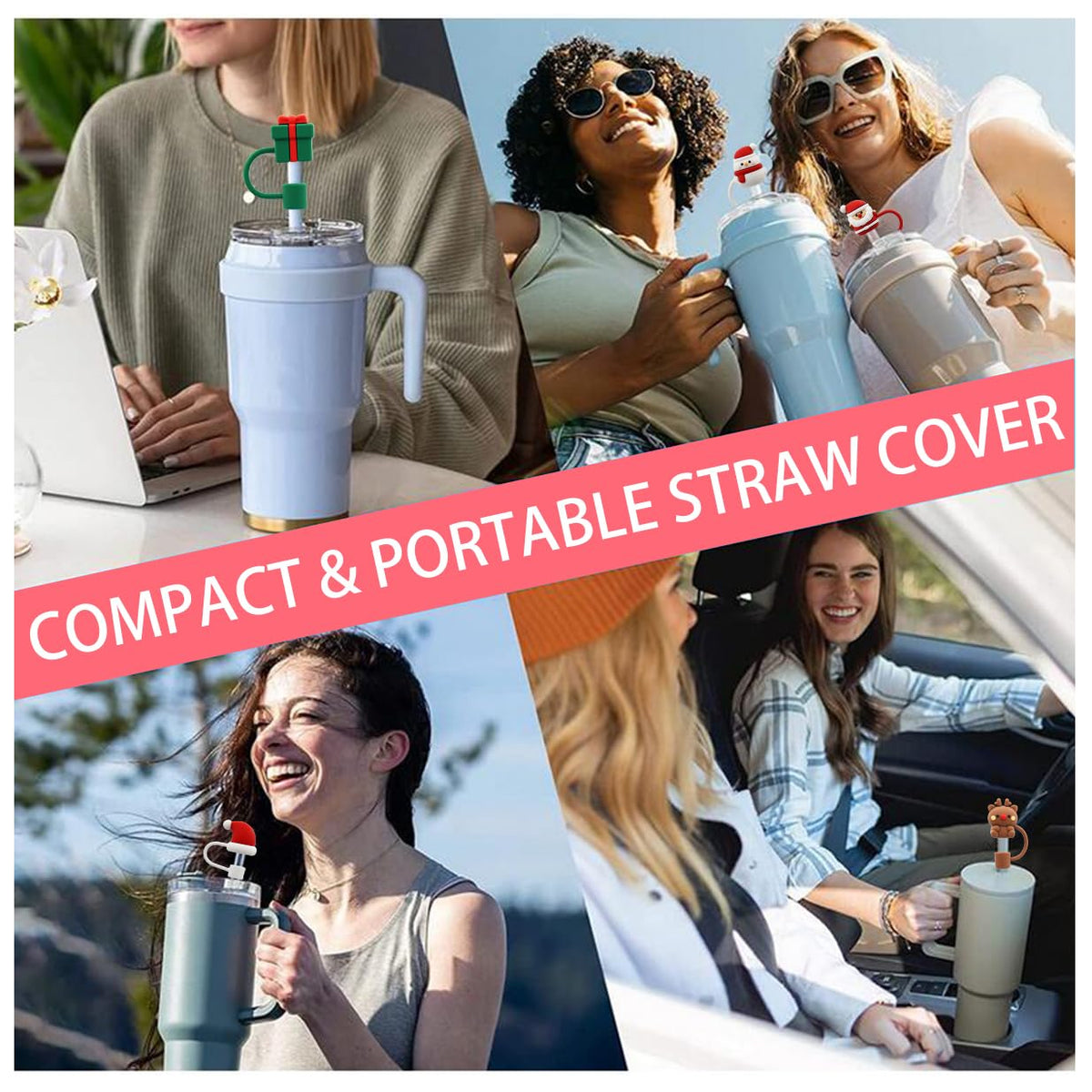 Straw Cover Cap for 30&40 Oz Tumbler, 10mm Reusable Straw Tips Lids Y7000