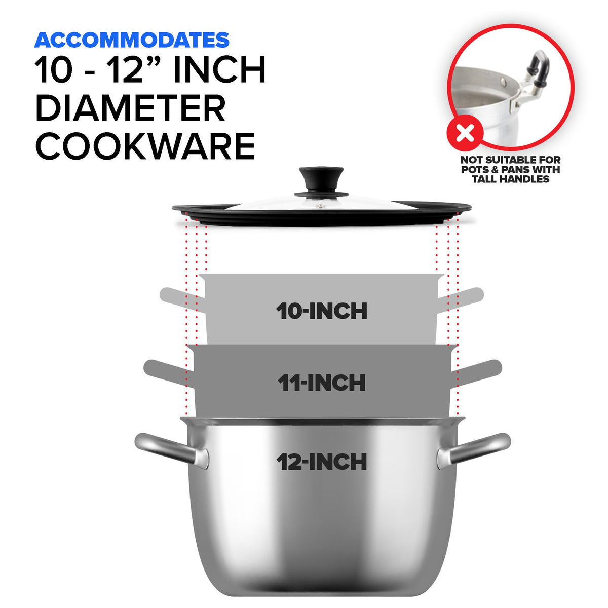 Silicone & Glass Universal Lid 10.5 to 12 Inches P684896