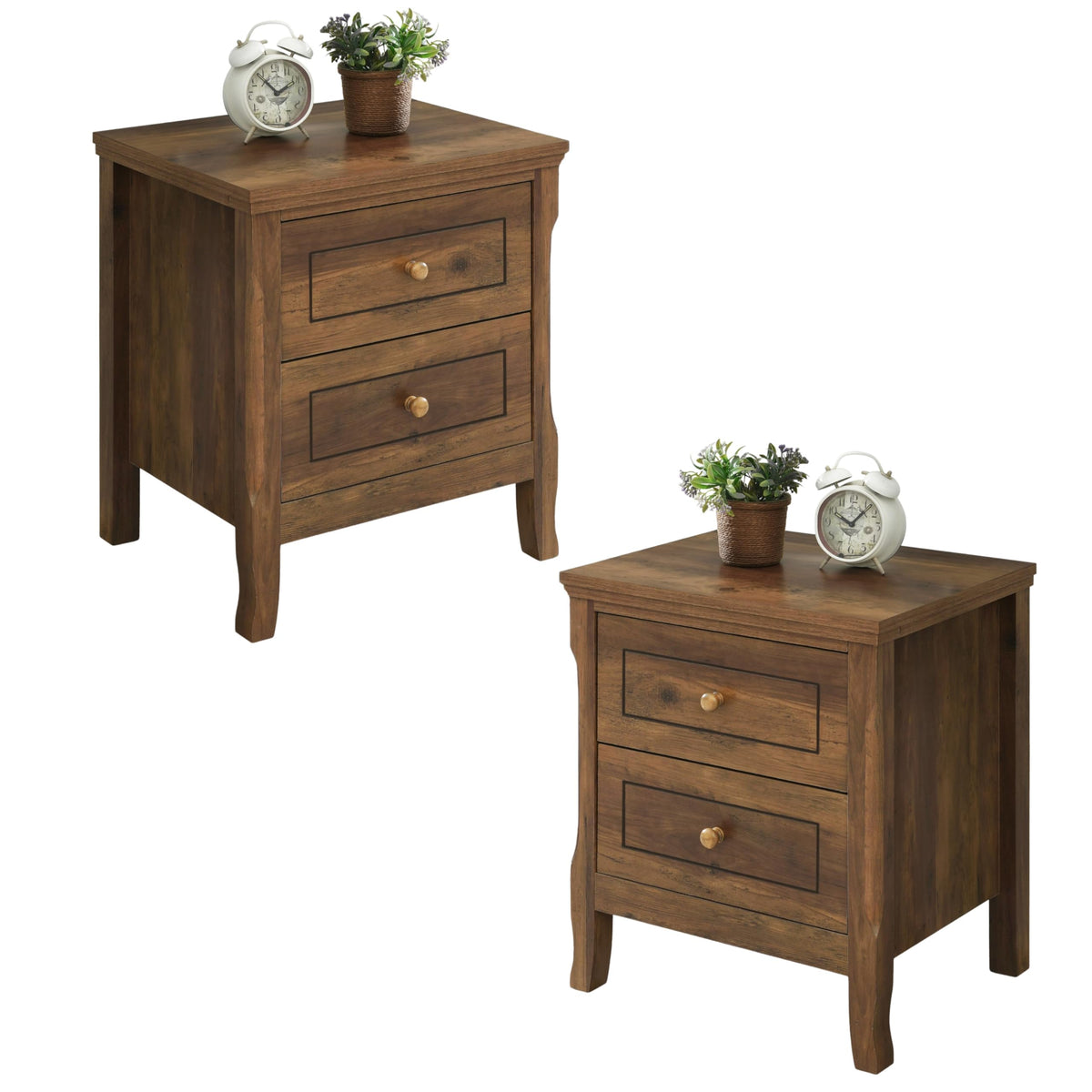 2 Drawer Wood Nightstand Set of 2 F67221