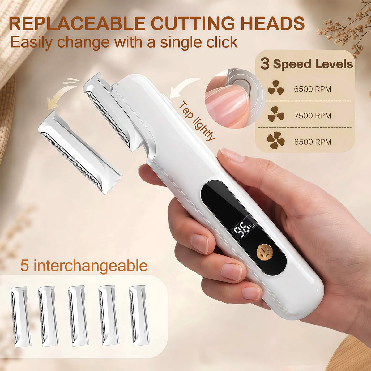 Sonic Dermaplane Razor with 5 Refill Blades B662